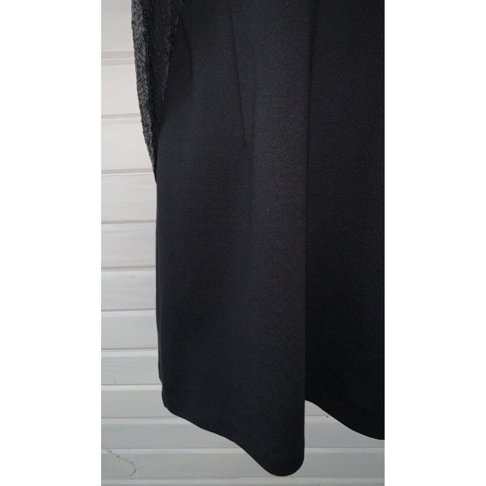 KENSIE Sz MEDIUM Black Sequined Mixed Media Peplum Dress Sleeveless Women's EUC - Picture 5 of 10
